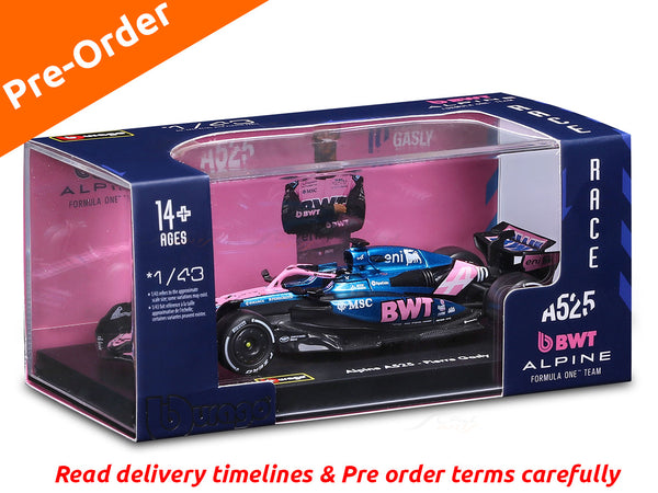 Pre Order : 2025 Alpine A525 No10 Monaco GP 1:43 Bburago licensed Formula 1 diecast scale model