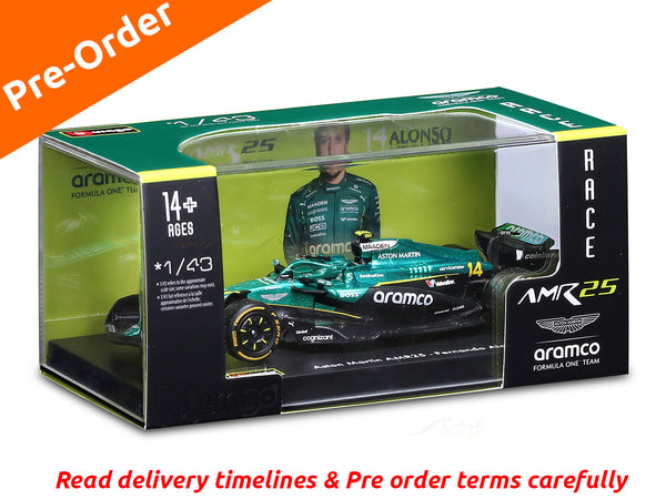 Pre Order : 2025 Aston-Martin AMR25 No14 Australia GP 1:43 Bburago licensed Formula 1 diecast scale model