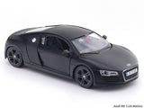 Audi R8 Matte black 1:24 Maisto with Acrylic Case Licensed Diecast Scale Model Car Collectible