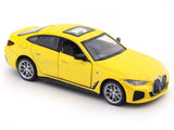 Yellow model car on a white background