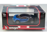Bugatti Chiron Blue 1:64 Bburago Licensed Diecast Scale Model Car Collectible