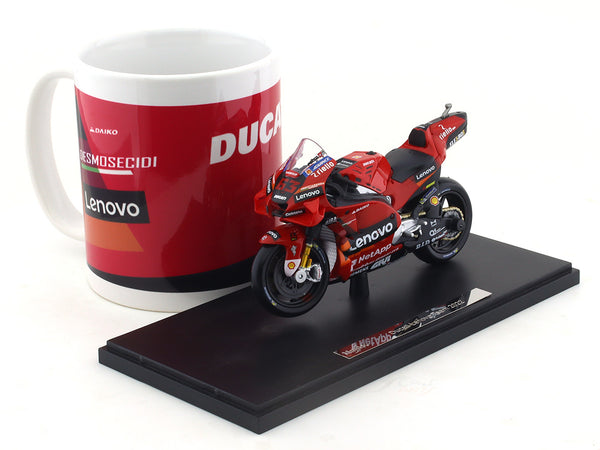 2022 Ducati Desmosecidi Lenovo team with coffee mug 1:18 Maisto diecast scale Model bike collectible