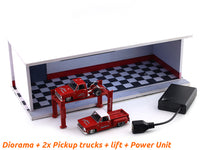 Edelbrock Diorama with 2 Pickup Trucks, Lift & Power Unit 1