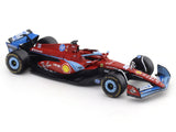 Red F1 miniature car model with aerodynamic design and base stand