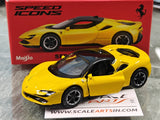 Ferrari SF90 Stradale Yellow 1:64 Maisto licensed diecast scale model car