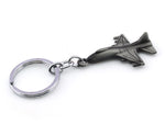 Fighter Plane grey metal keyring / keychain