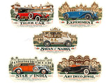 Scale Arts - Indian Royal Garages Vol. 1 – Maharaja Car Stickers | Set of 5 High Quality Vinyl Classic Car Stickers for Laptop, Fridge & Car