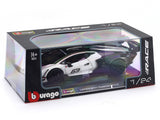 Lamborghini Essenza SCV12 White 1:24 Bburago with Acrylic Case Licensed Diecast Scale Model Car Collectible
