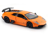 Orange toy car with black details on a white background