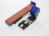 Mercedes-Benz Actros 3-Axle Tractor with Retractable Trailer Blue 1:64 GCD Diecast scale model