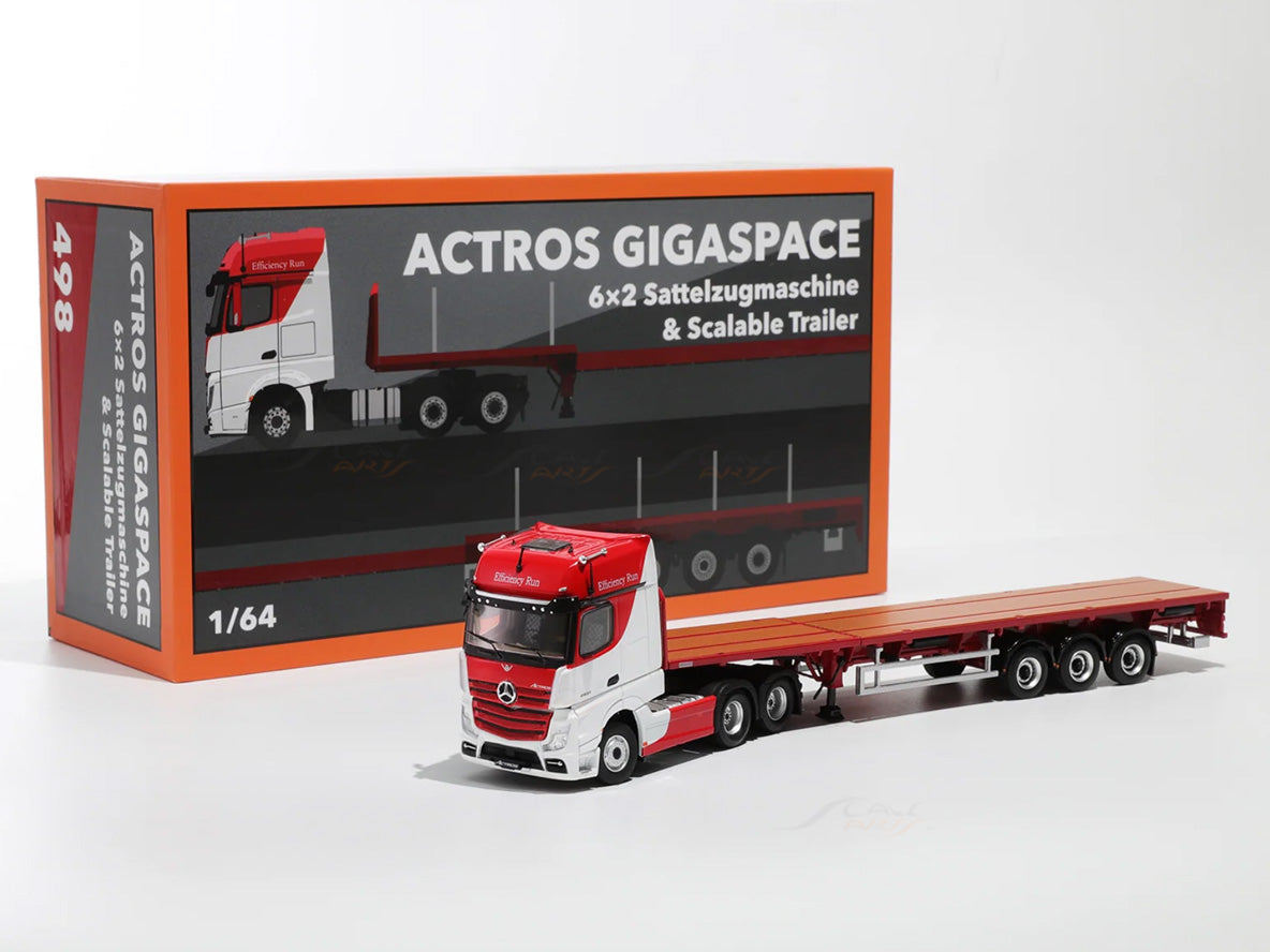 Miniature Unique Model MB Actros Double Decker Car Transport Pink Pig - 1/64