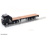 Mercedes-Benz Actros 3-Axle Tractor with Retractable Trailer Black 1:64 GCD Diecast scale model