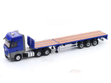 Mercedes-Benz Actros 3-Axle Tractor with Retractable Trailer Blue 1:64 GCD Diecast scale model