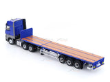 Mercedes-Benz Actros 3-Axle Tractor with Retractable Trailer Blue 1:64 GCD Diecast scale model