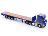 Mercedes-Benz Actros 3-Axle Tractor with Retractable Trailer Blue 1:64 GCD Diecast scale model