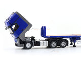 Mercedes-Benz Actros 3-Axle Tractor with Retractable Trailer Blue 1:64 GCD Diecast scale model