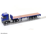 Mercedes-Benz Actros 3-Axle Tractor with Retractable Trailer Blue 1:64 GCD Diecast scale model