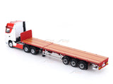 Mercedes-Benz Actros 3-Axle Tractor with Retractable Trailer Red White 1:64 GCD Diecast scale model (Copy)