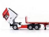 Mercedes-Benz Actros 3-Axle Tractor with Retractable Trailer Red White 1:64 GCD Diecast scale model (Copy)