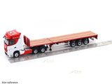 Mercedes-Benz Actros 3-Axle Tractor with Retractable Trailer Red White 1:64 GCD Diecast scale model (Copy)