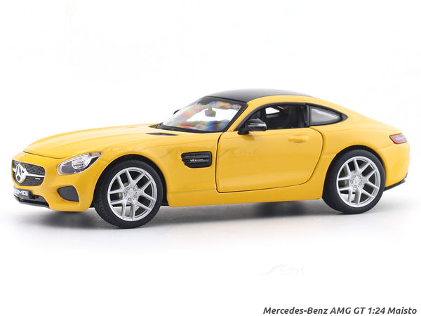 Mercedes-Benz AMG GT yellow 1:24 Maisto with Acrylic Case Licensed Diecast Scale Model Car Collectible