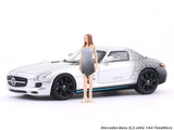 Mercedes-Benz SLS AMG silver with figure 1:64 TimeMicro diecast scale model car miniature collectible