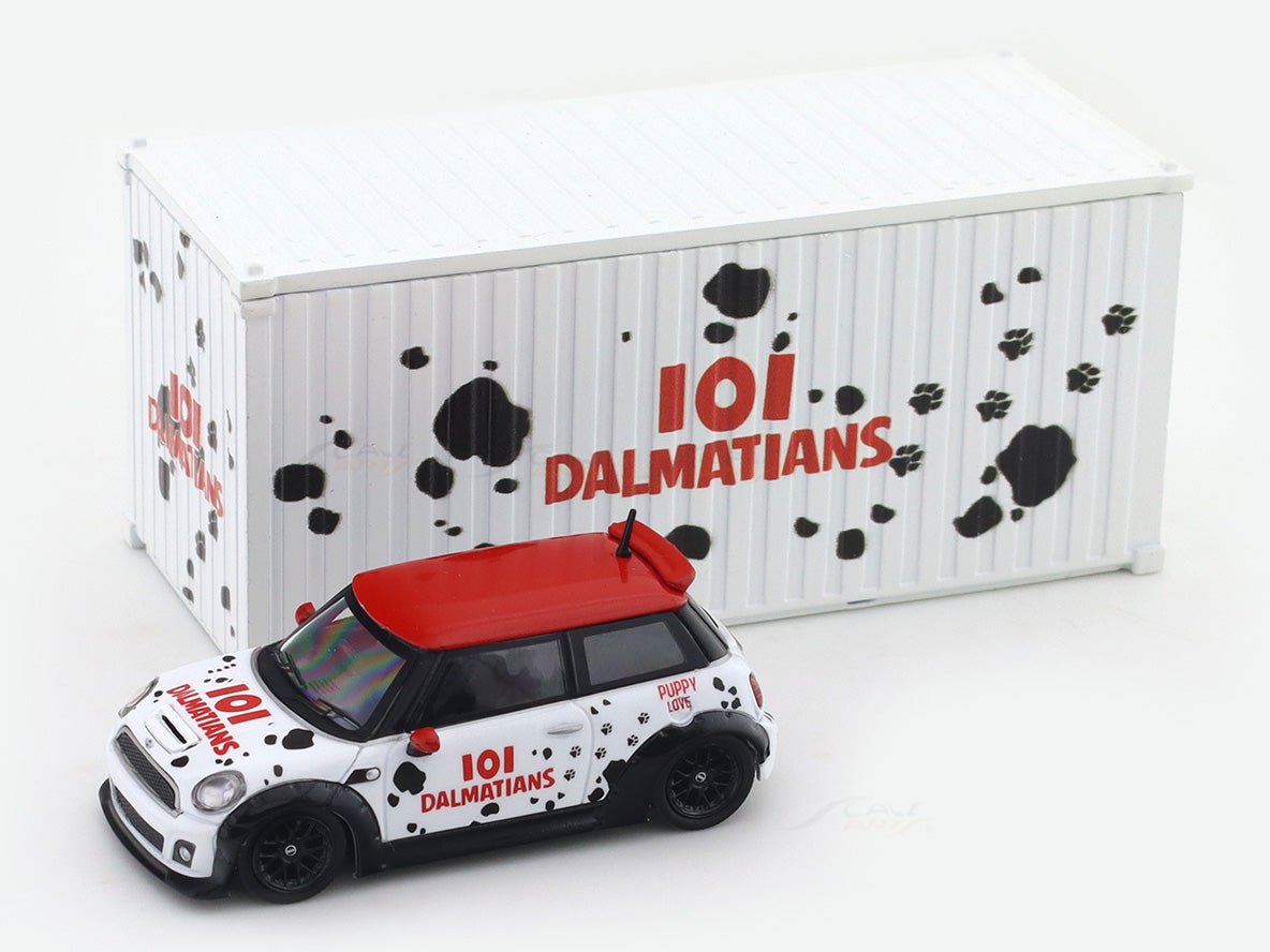 Mini Cooper R56 101 Dalmatians with container 1:64 Time Micro Diecast ...