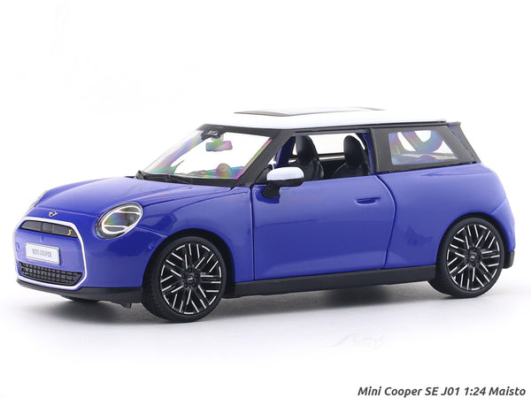 Mini Cooper SE J01 Blue 1:24 Maisto with Acrylic Case Licensed Diecast Scale Model Car Collectible