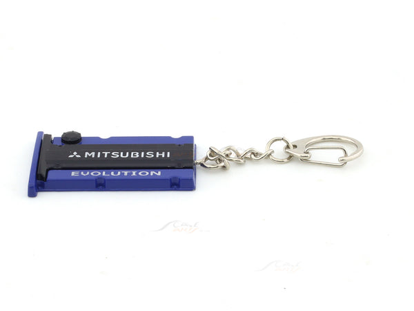 Mitsubishi Evolution Head cover Blue keyring / keychain