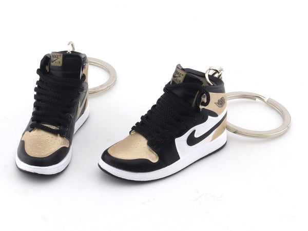 Nike Jordan Air Black Gold Shoes pair PVC keyring / keychain