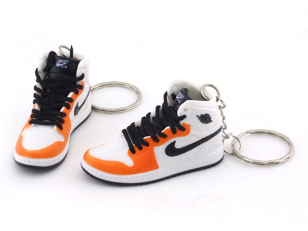 Nike Jordan Air White Orange Shoes pair PVC keyring / keychain