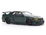 Nissan Skyline GT-R R34 Green with Figure 1:64 Time Micro Diecast Scale Model Car Collectible
