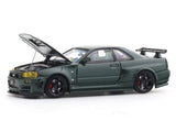 Nissan Skyline GT-R R34 Green with Figure 1:64 Time Micro Diecast Scale Model Car Collectible