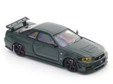 Nissan Skyline GT-R R34 Green with Figure 1:64 Time Micro Diecast Scale Model Car Collectible