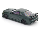 Nissan Skyline GT-R R34 Green with Figure 1:64 Time Micro Diecast Scale Model Car Collectible