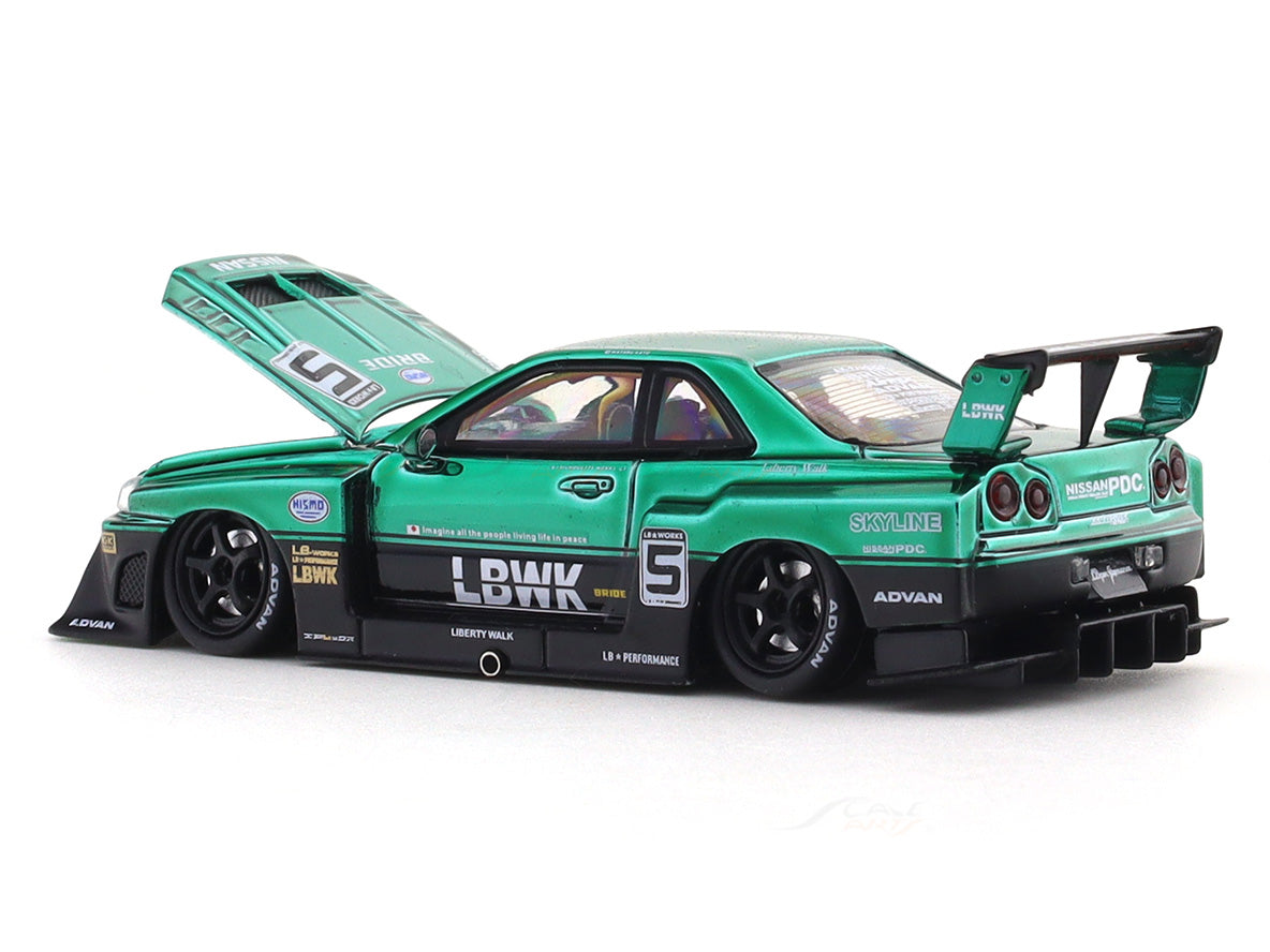 1/64 STREET WEAPON ER34 LBWK スカイライン Amazon | 1/64 Street Weapon LBWK 日産 ER34 青 ボンネット開閉