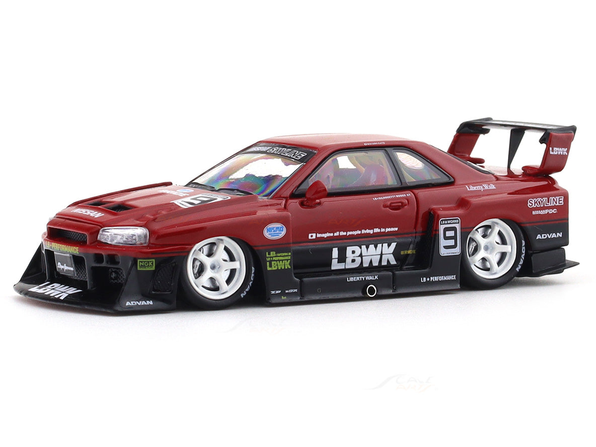 Nissan Skyline ER34 LBWK Red 1:64 Street Weapon Diecast Scale Model Car ...
