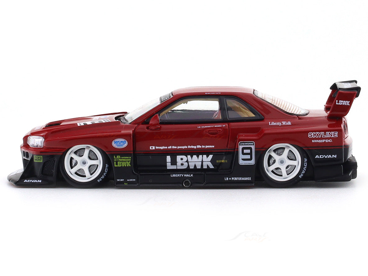 Nissan Skyline ER34 LBWK Red 1:64 Street Weapon Diecast Scale Model Car ...
