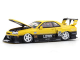 Nissan Skyline ER34 LBWK Yellow 1:64 Street Weapon diecast scale model car miniature