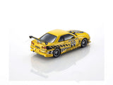 Pre-Order Nissan Skyline GT-R R34 MOONEYES yellow 1:64 Kyosho Licensed Diecast Scale Model Car Collectible | JDM Model | Buy in India