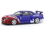Nissan Skyline GT-R R34 Nismo Blue 1:64 Time Micro diecast scale model miniature car collectible
