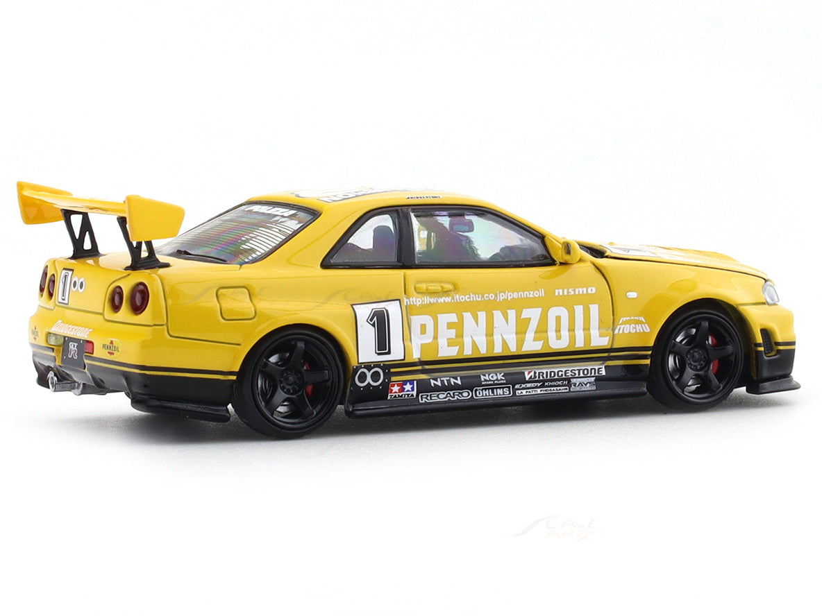 Nissan Skyline GT-R R34 Pennzoil 1:64 Time Micro Diecast Scale