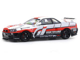 Nissan Skyline GT-R R34 white with Figure 1:64 Time Micro Diecast Scale Model Car Miniature
