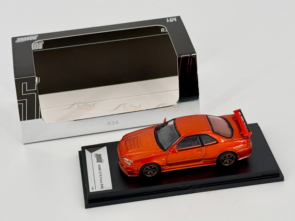 ミニカー CAR TUNED Nissan Skyline GT-R R34 Z-Tune orange 1:64 Shadow Diecast Model