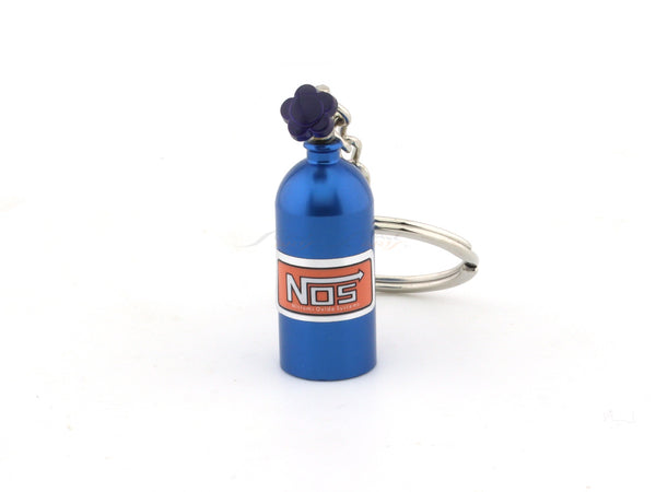 NOS cylinder Blue metal keyring / keychain