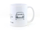 Porsche 911 901 Blueprint Theme Coffee Mug 350ml | Classic Sports Car Technical Drawing Tea & Coffee Mug | Automotive Collectible Gift | Buy in India