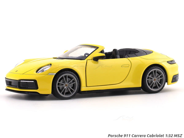 Porsche 911 Carrera Cabriolet Yellow 1:32 MSZ licensed pullback diecast Scale Model car collectible