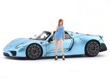 Porsche 918 Spyder blue with figure 1:64 Time Micro diecast scale model car miniature collectible in India from Scale Arts