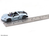 Porsche 918 Spyder with figure Bluish Silver 1:64 Time Micro Diecast Scale Model Car Collectible