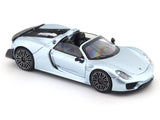 Porsche 918 Spyder with figure Bluish Silver 1:64 Time Micro Diecast Scale Model Car Collectible